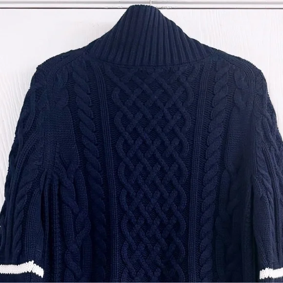 Tuckernuck Navy Striped Sankaty Cable Knit Chunky Nautical Sweater Size Large - Picture 8 of 13